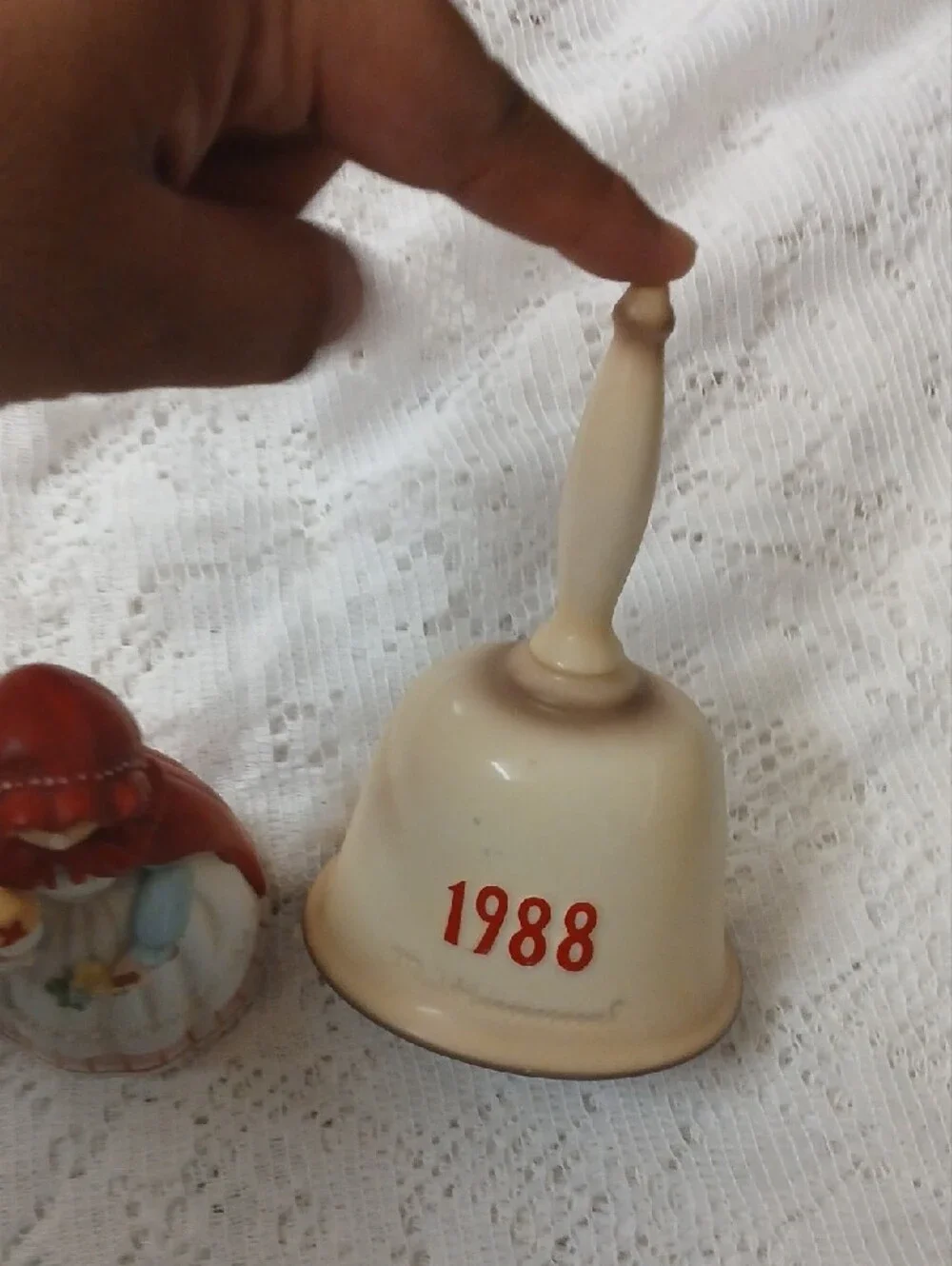 Hand-Painted Ceramic Wall Figurines - Red, Green, Cream Accents